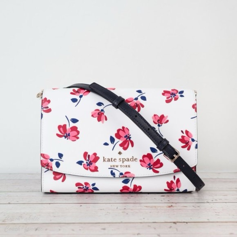 Kate Spade White and Red Floral Crossbody Bag